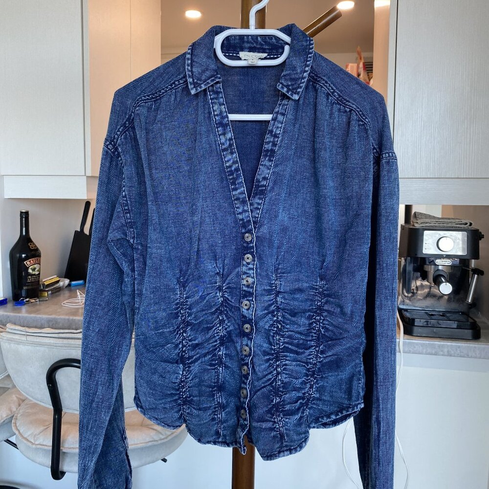 Lightweight Denim Shirt by Pilcro with Smocked Waist